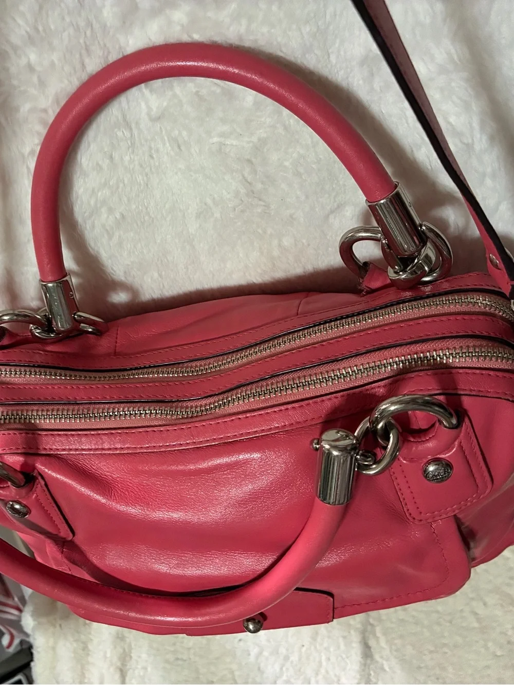 Coach Pink Leather Kristin Shoulder Bag with Silver Hardware